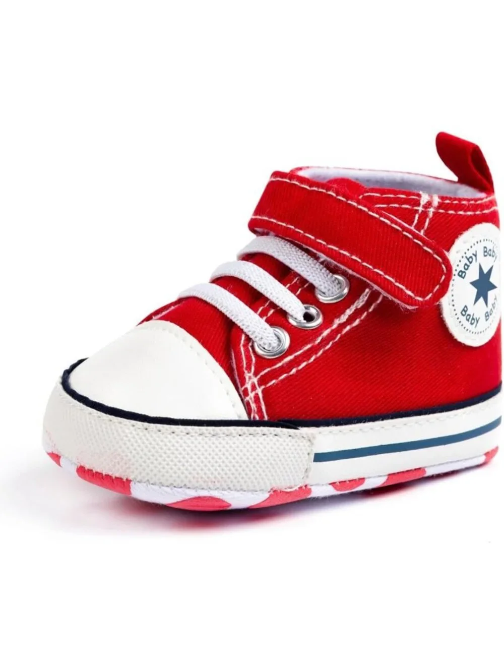 Unisex Baby High-Top Canvas Sneakers, Soft Sole Anti-Slip First Walking Shoes